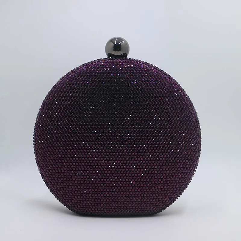 Прямая с фабрики,, большой круглый жесткий чехол, кристальная коробка, клатч, вечерняя сумочка, черный/золотой/красный/фиолетовый/фуксия - Цвет: Purple