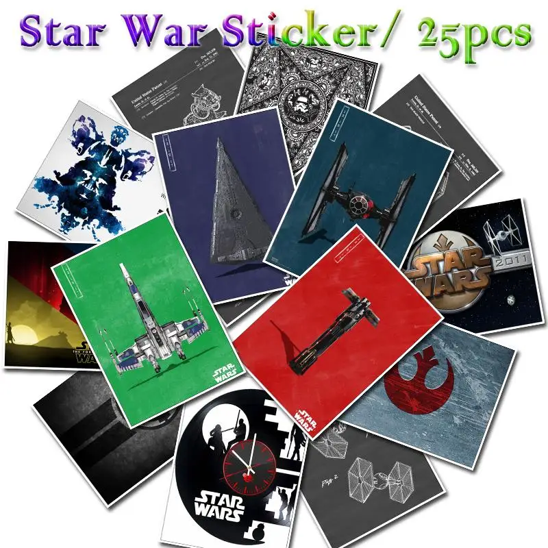 

25Pcs Star Wars Stickers For Skateboard Luggage Laptop Notebook Guitar Bicycle, kids toy graffiti sticker, waterproof sticker