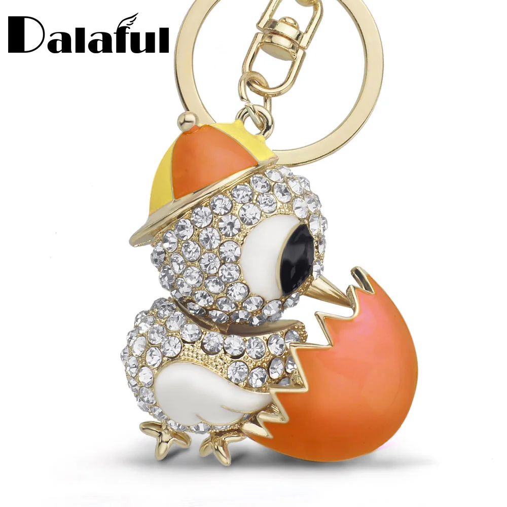 Dalaful New Pretty Cock Duck Chicken Egg Crystal Key Chains Keychains