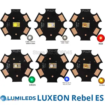 

10x LUMILEDS Rebel ES 3W High Power LED Light Emitter Chip Diode, White Warm White Red Green Royal Blue Color on 20mm PCB