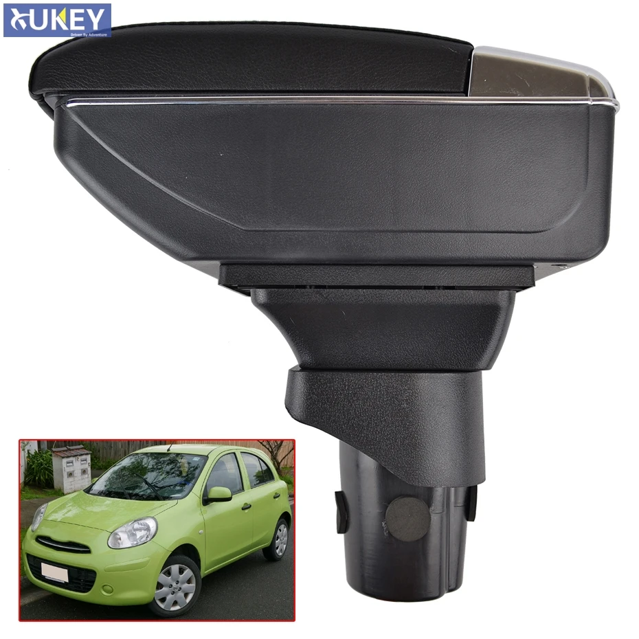 

Storage Box Center Console Leather Dual Layer Armrest Arm Rest For Nissan March Micra K13 11-16 Renault Pulse 12 2013 2014 2015