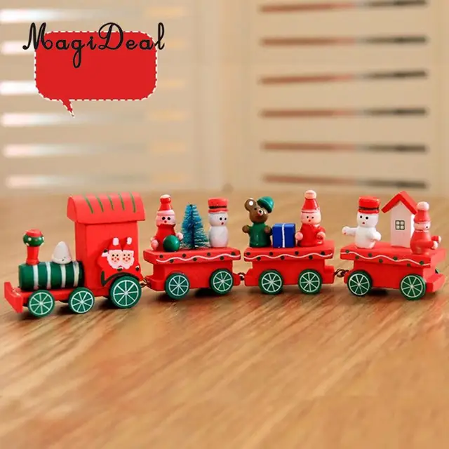 Kids Children's Wooden Christmas Themed Steam Train Locomotive Toy Xmas ...