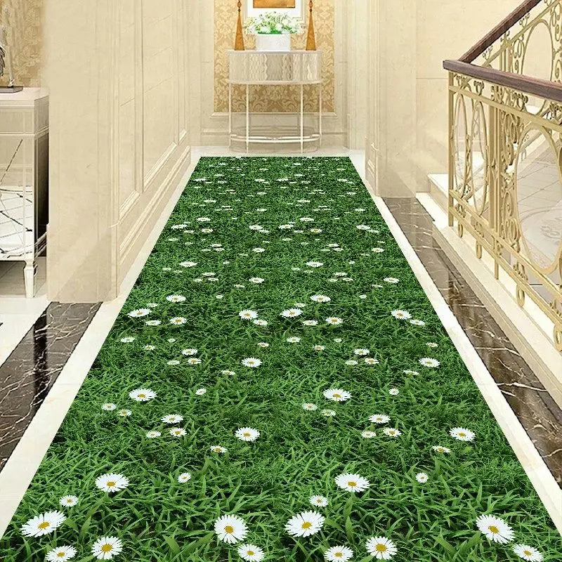 3D Flower Corridor Carpet Livingroom Home Decorative Stair Carpet Hotel Aisle Rug Entrance/Hallway Doormat Anti-Slip Bedroom Rug