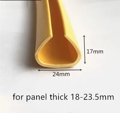 

Rubber Sealing U Strip 17x24x17mm for 18-23.5mm thick Glass Metal Car Wood Panel Board Edge Encloser Shield Yellow