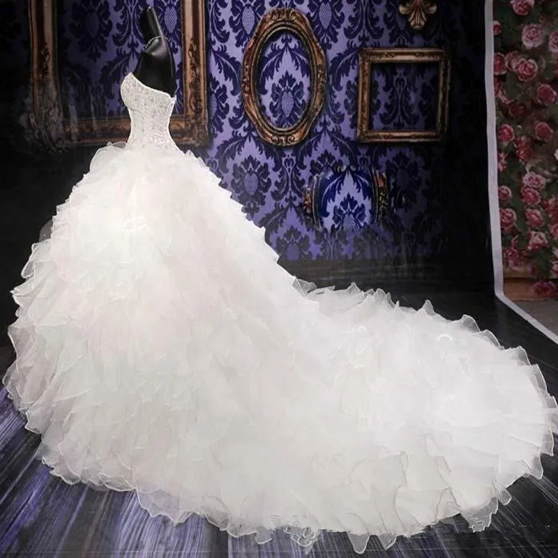 Бразилия Vestido Де Noiva 2016 Дешевые Свадебные Платья Длинные Кружева up Кристалл Китай