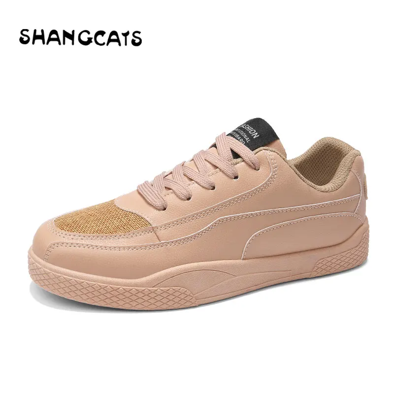 

Casual Shoes Men Vulcanize Shoes Champagne Simple Style Fashion Sneakers For Men Lace-up Leather Man Shoe 2018 New Spring/Autumn