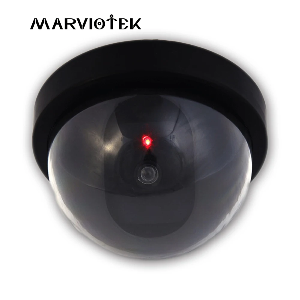 

MARVIOTEK Fake Dummy Camera Indoor Fake Surveillance Camera Dome CCTV Security Camera Flashing Red LED Light for Home and Office