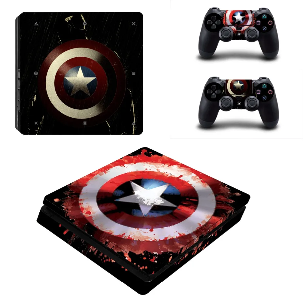 Наклейка Marvel Captain America PS4 Slim Skin Виниловая наклейка для консоли Playstation 4 и 2
