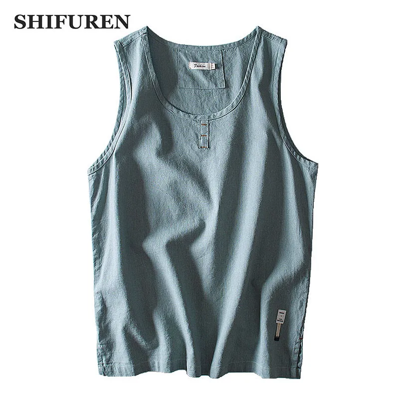 Linen Tank Top Men Tops Tees Clothes Shirts Summer Tank Tops Men Cotton Sleeveless