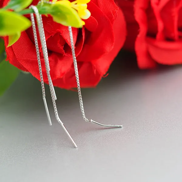 AOMU 1 Pair Women Silver Plated Super Long Chain Drop Earrings Cocktail Linear Dangle Tassel Earrings For Party Jewelry 9-18 cm