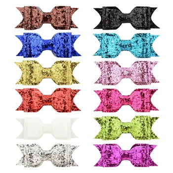 

MIXIU 12pcs/set Glitter Large Sequin Bow Hair Clip Shiny Hairpin Boutique Barrettes For Kids Girl Elegant Woman Hair Accessories