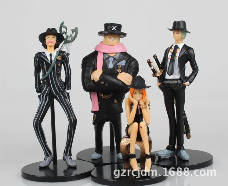 

High Quality!!! 4PCS/Pack Japanese Anime One piece Nami Sanji Chopper Usopp 8-14cm PVC Action Figure Collection Model Toys Gifts