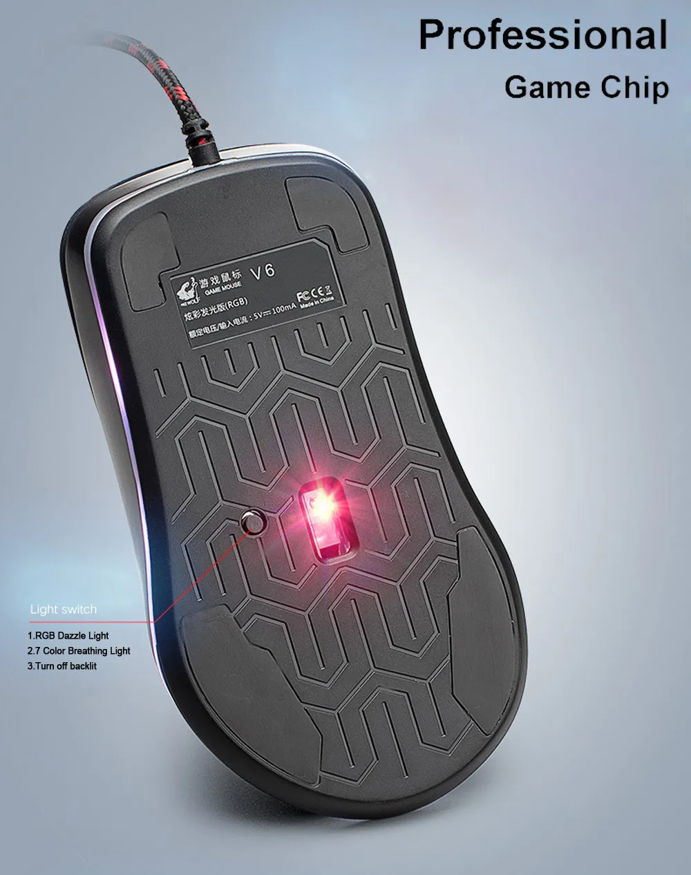 Регулируемый V6 проводной RGB светодиодный с подсветкой 4000 dpi оптическая Usb эргономичная игровая мышь геймеры ПК ноутбук draadloze muis