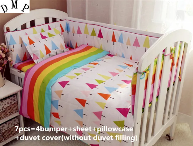 

2017! 6/7PCS Baby Crib Bed Linen Newborn cama infantil Baby Bedding Set Baby Cot Girls Bedclothes Duvet Cover,120*60/120*70cm