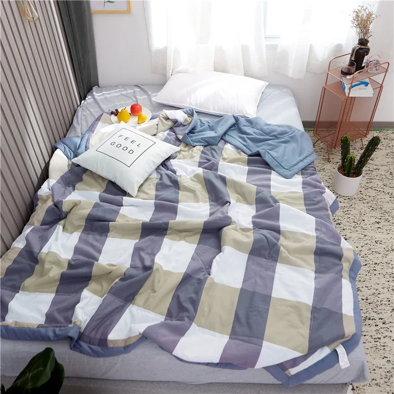 200x230 см летнее стеганое одеяло в полоску, постельное белье из стираного хлопка, тонкое пуховое одеяло для детей и взрослых, домашний текстиль