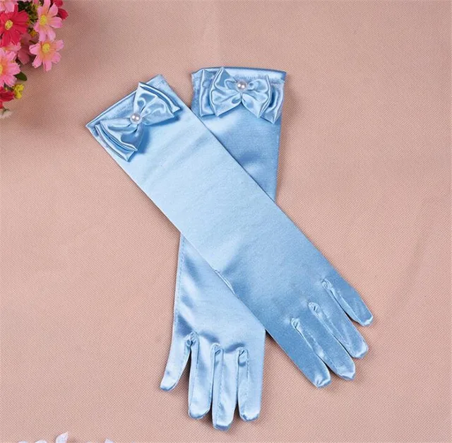 1 Pair New Fashion Stretch Satin Long Gloves for Children Evening Party