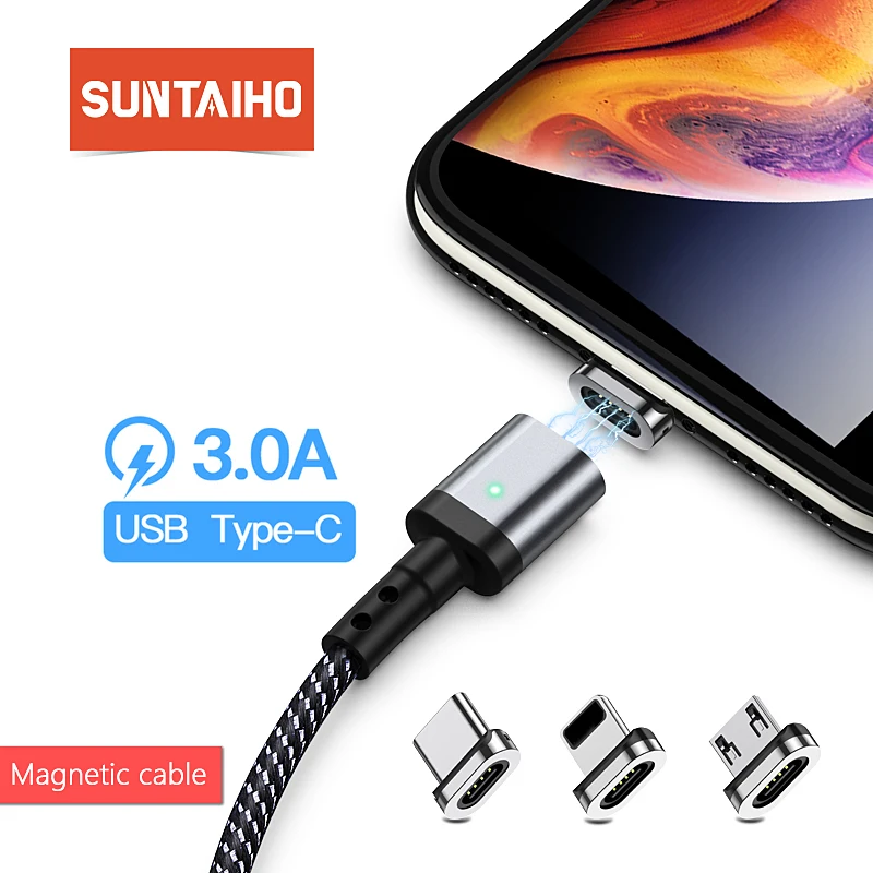 

Suntaiho Magnetic Charger Micro USB C Cable Type C for Xiaomi PLAY note7 Fast Charging for Samsung S10 Phone iOS 12 For iphone