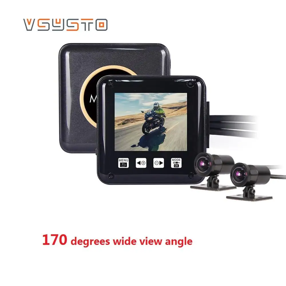 VSYSTO P6F wifi мотоцикл Даш камера двойной 170 градусов FULL HD видео DVR Поддержка