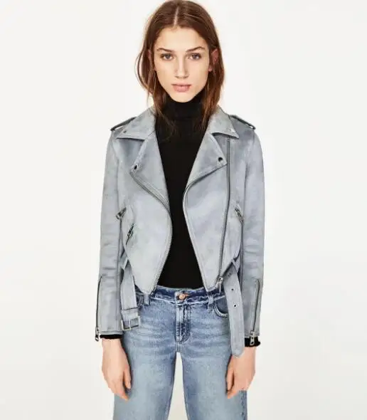 

2018 New Arrial Women Autumn Winter Suede Faux Leather Jackets Lady Fashion Matte Motorcycle Coat Biker Gray Pink Beige Outwear