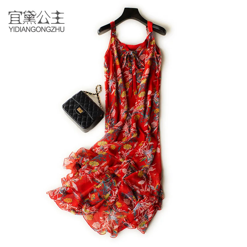 

2018 Special Offer Princess Skirt Beach Seaside New Female Bohemia Dress In The Long Floral Chiffon