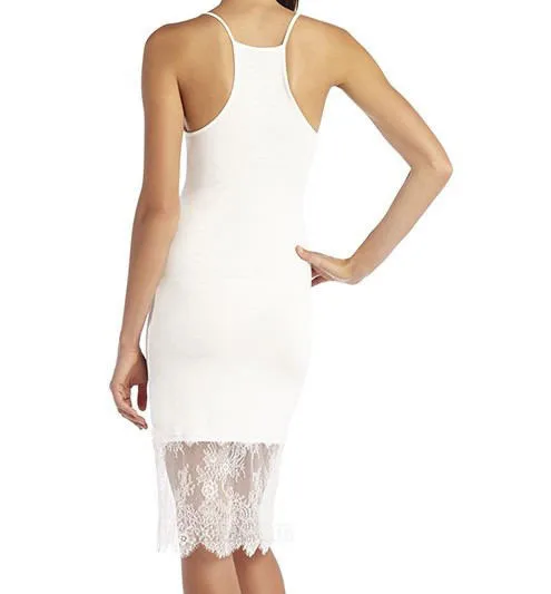 Lace Stitching Sexy Full Slip Women Sexy Spaghetti Strap Sleeveless Mesh Sleeveless Lingerie Underdress Fashion Intimates Slips