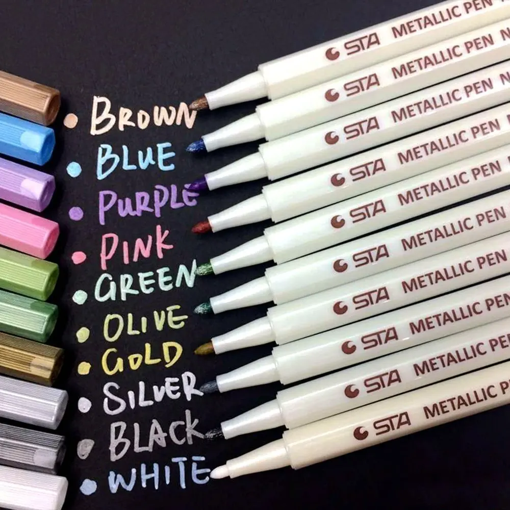 6/10pcs Premium Metallic Marker Pens for Adult Coloring Books Art Rock Painting Card Making Metal,Ceramics,Glass Fine Tip 6451# 6/10pcs Premium Metallic Marker Pens for Adult Coloring Books Art Rock Painting Card Making Metal,Ceramics,Glass Fine Tip 6451#