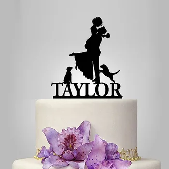 

2017 Personalized Acrylic Couple With Dog and Cat Wedding Cake Topper/wedding Stand/wedding Decoration /Custom Topper