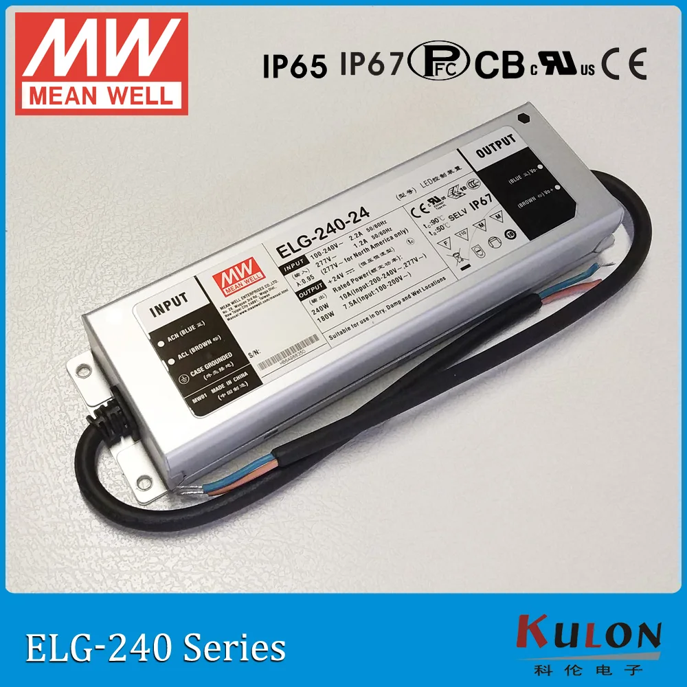 

Original MEAN WELL ELG-240-24DA DALI control 240W 24V 10A IP67 Power Supply Meanwell LED driver ELG-240 DALI type