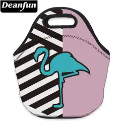 Deanfun 3D печатных обед мешок фламинго и полосатые неопрена с застежкой-молнией для детей Школа 73088