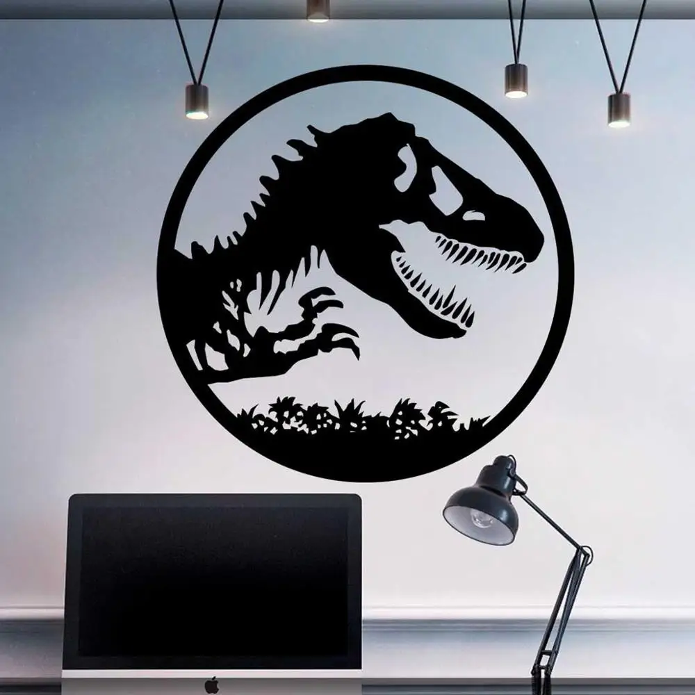 Логотип парка Юрского периода, наклейка на стену с изображением Мира Юрского периода, наклейки Тираннозавр Рекс, виниловые наклейки для детской комнаты, для мальчиков, декор для спальни, G516