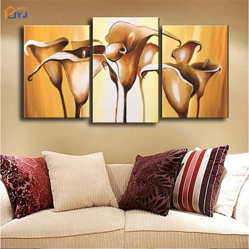 

Calla Lily 3pcs/set Handmade Modern Abstract Oil Painting On Canvas Wall Art Gift ,Christmas Indoor Decoration JYJ050