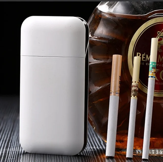 Тонкий женский чехол для сигарет с USB зажигалкой металлическая тонкая коробка