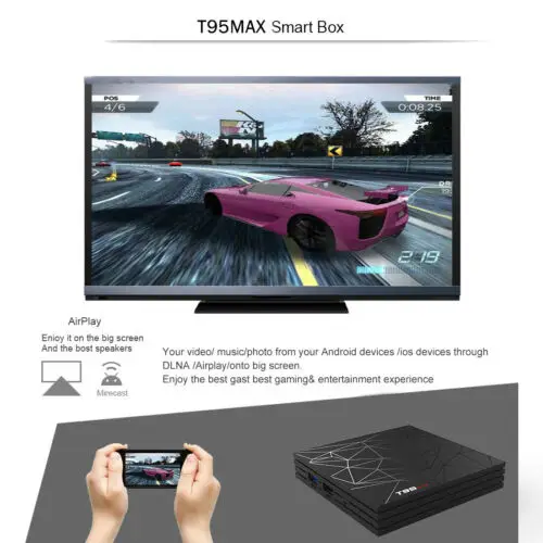 T95 Max 6K Android 9.0 Smart TV Box 4+64GB Quad Core 3D HD SD/HD max 6K pixel WIFI Media Player ATV Voice Control Smart
