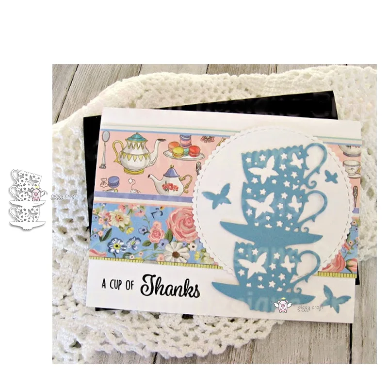 

PP Craft metal cutting dies cut die mold Butterfly tea coffee cup Scrapbook paper craft knife mould blade punch stencils dies