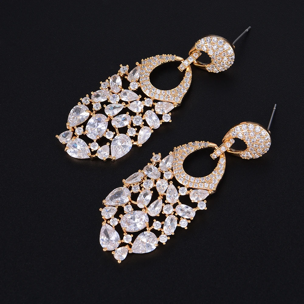 

missvikki New Christmas Gifts Handmade Brincos Luxury Full Shiny CZ Crystal Pendant Earrings for Women Wedding Party Jewelry