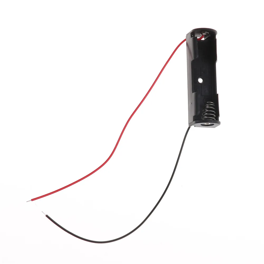 5pcs/lot 1.5V AA Battery Case Holder Case With Wire Lead Battery Storage Electronic DIY Plastic Black High Quality