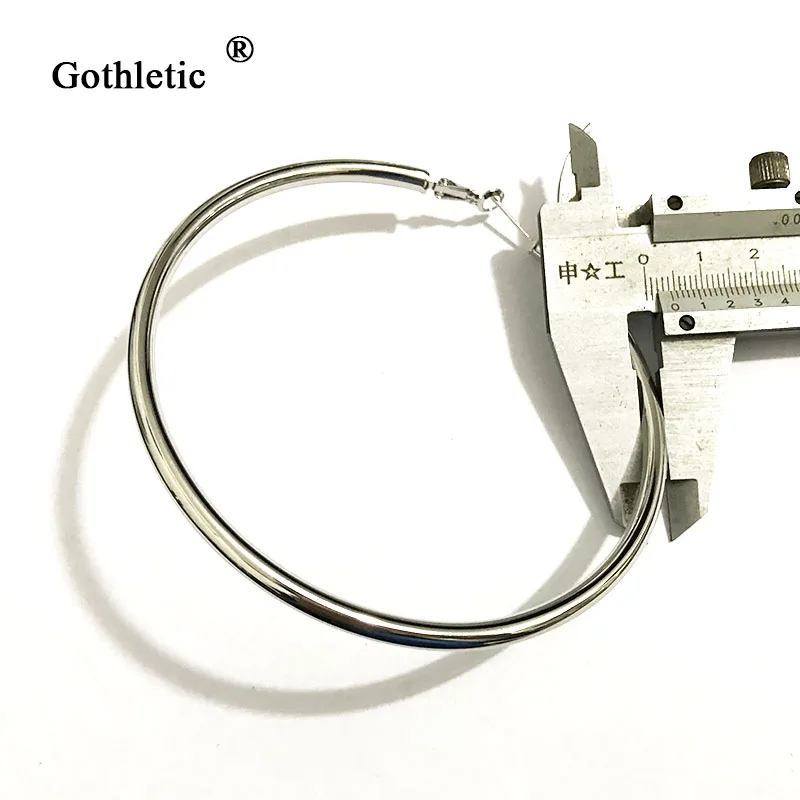 Gothletic золото/родий цвет 90 мм большие серьги кольца 4 мм толстые медные трубки круглые серьги для женщин Brincos Ювелирные Изделия