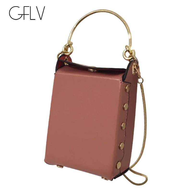 

GFLV Brand Fashion Stereoscopic Flap Bag Women Metal Handle Handbag PU Leather Shoulder Bag Metal Chain Crossbody Bag