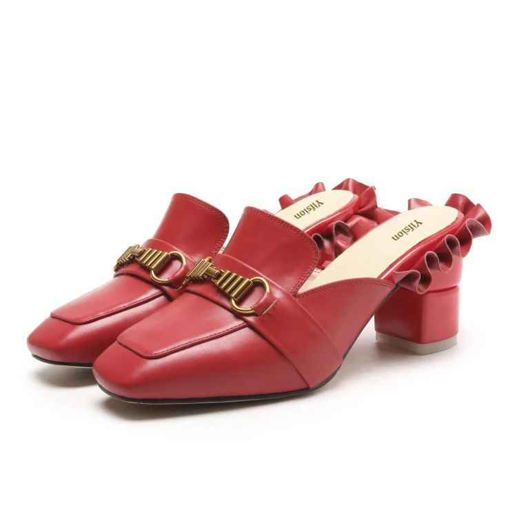 Uu Yifsion Negro Del Black Pie Mulas Nuevas Dedo Red Blanco Boda Zapatos Extraño Tamaño 3 Sandalias Estilo D0311 d0311 9 Cuadrados Ee White Mujeres d0311 Tacón De Las Rojo HrHwxqP
