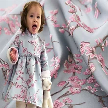 1 метр парча цветы сливы жаккардовая ткань пряжа краситель розовый цветочный ткани шитье на Женское пальто детское платье лоскутное Diy