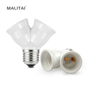 

1Pcs Fireproof Material E27 to 2 E27 lamp Holder Converter Socket Conversion light Bulb Base type 2E27 Y Shape Splitter Adapter