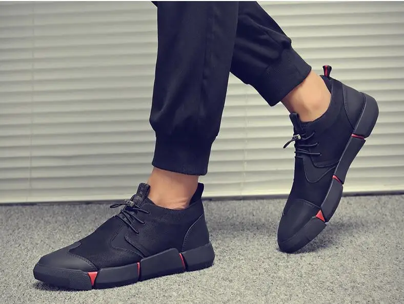 Tleni 2018 новый бренд высокое качество все черный Для мужчин кожаные Бег обувь дышащая кроссовки на плоской подошве ZE-41