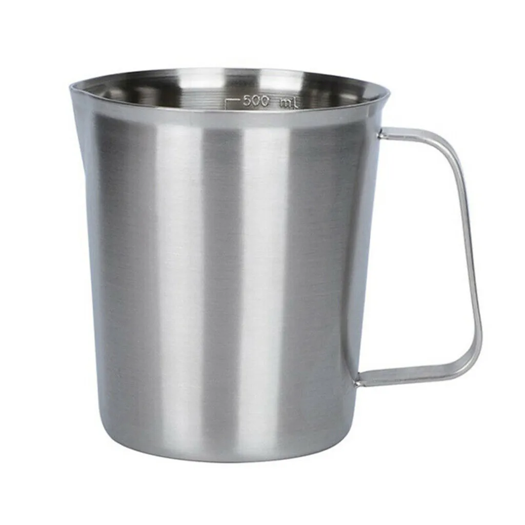 Измерение 304 пенозбиватель для молока из нержавеющей стали чашка для кофе латте художественный Тип посуда для кофе эспрессо мерные чашки - Цвет: 500ml
