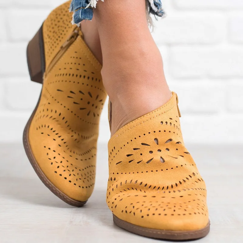 

WENYUJH Leather Low Chunky Women Flat Platform Shoes 2019 Pointed Toe Hollow Roman Shoes Female Chaussures Retro Sandal mujer