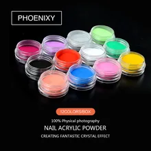 12 цветов акриловая пудра Пыль УФ гель Дизайн 3D Стразы, украшение для маникюра дизайн ногтей