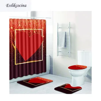 

Free Shipping 4pcs Heart Series Love Banyo Paspas Bathroom Carpet Toilet Bath Mat Set Non Slip Tapis Salle De Bain Alfombra Bano
