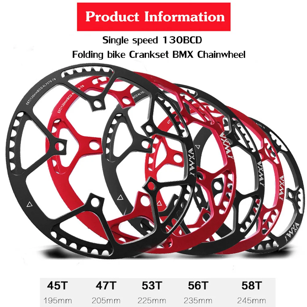 Велосипед VXM с одной скоростью 130BCD, складной велосипед, шатун BMX, цепное колесо 45 T/47 T/53 T/56 T/58 T, цепь для 170 мм, запчасти для велосипеда