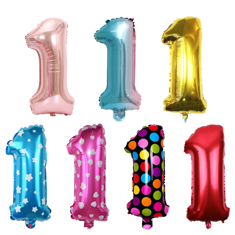 

1pcs baby 1st birthday number balloon first happy birthday foil balloon blue/pink/rose gold baby birthday party decor boy girl