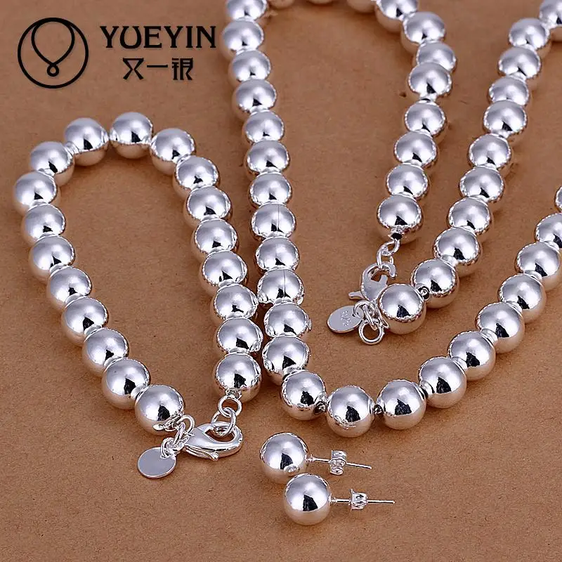 Fashion Trendy silver Women Jewelry Sets With Smooth Silver Ball