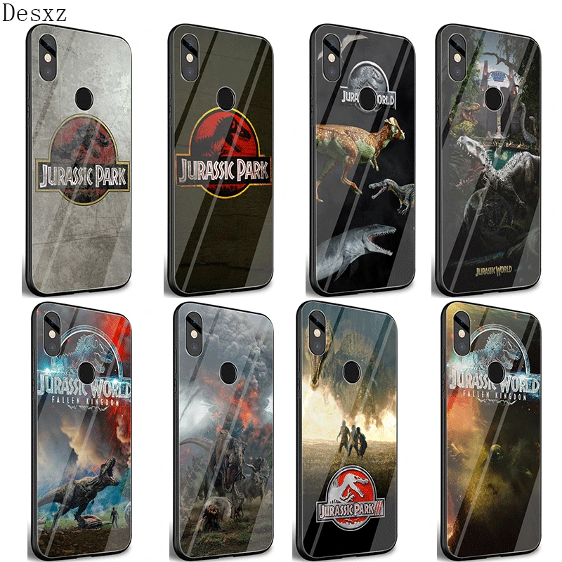 

Bag ShellDesxz Glass Phone Case For Xiaomi Mi F1 A1 A2 5X 6X Redmi Note 5 6 7 Pro 6A 4X Cover Jurassic Park Dinosaur World
